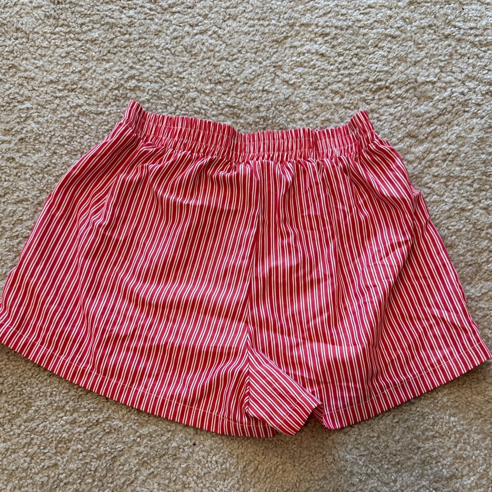 Red Striped Women's Shorts - Picture 2 of 2